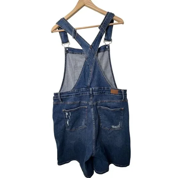 Judy Blue High Waist Double Cuff Denim Short Overalls Sz 2XL - Picture 6 of 13